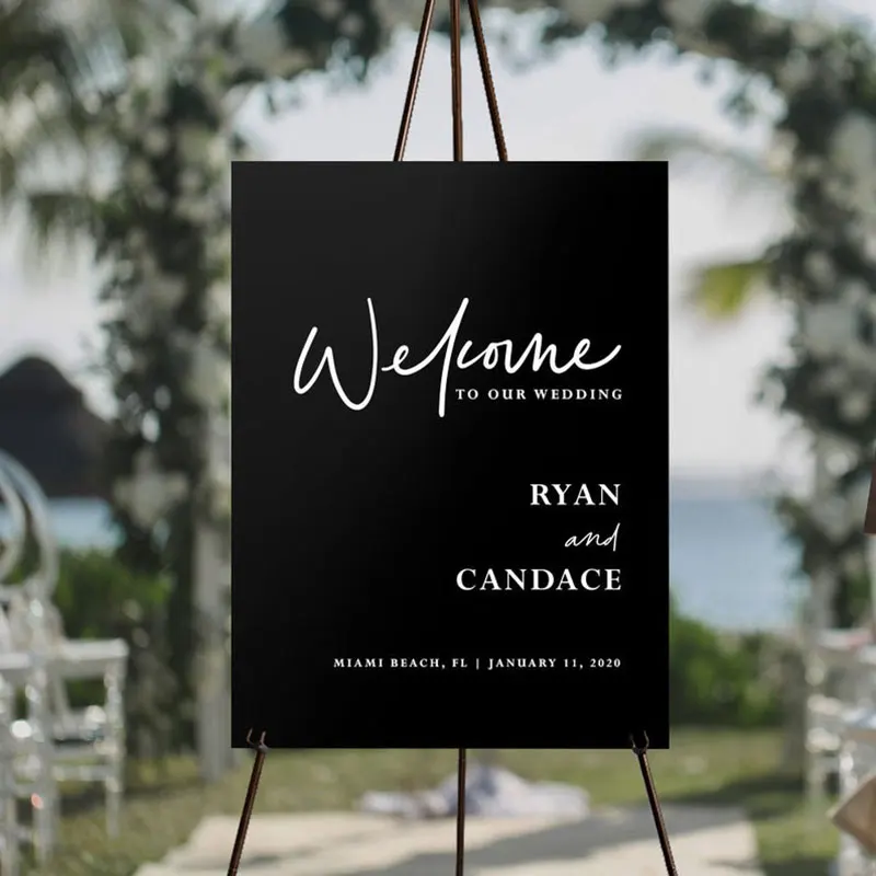 

Black Clear Acrylic Wedding Sign Personalized Wedding Welcome Sign Board Welcome to our Wedding Sign