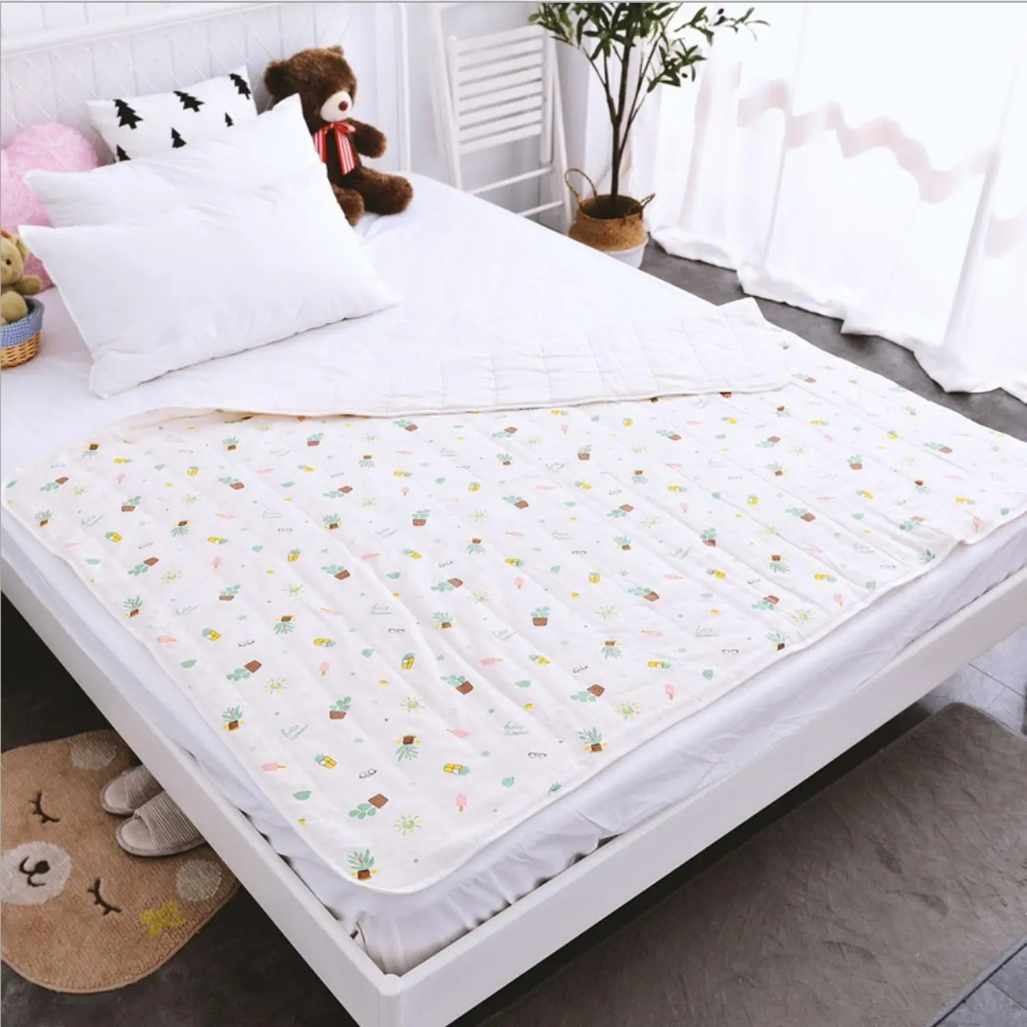 

Baby Quilt Blanket 100% Cotton Summer Breathable Kids Swaddle 120*150cm