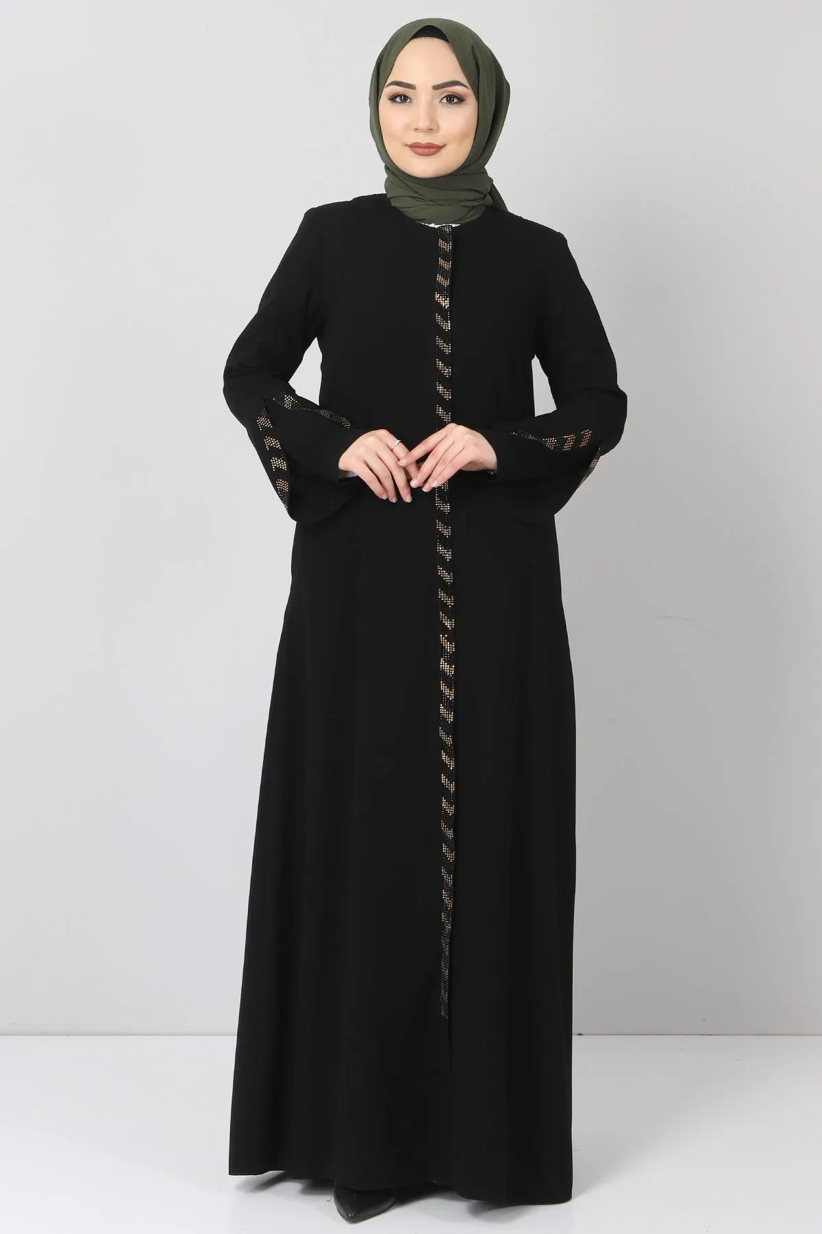 Женское платье-макси Abaya с отделкой под камни, мусульманское платье-абайя, платья-кафтан для женщин, юбка, Турция 2055