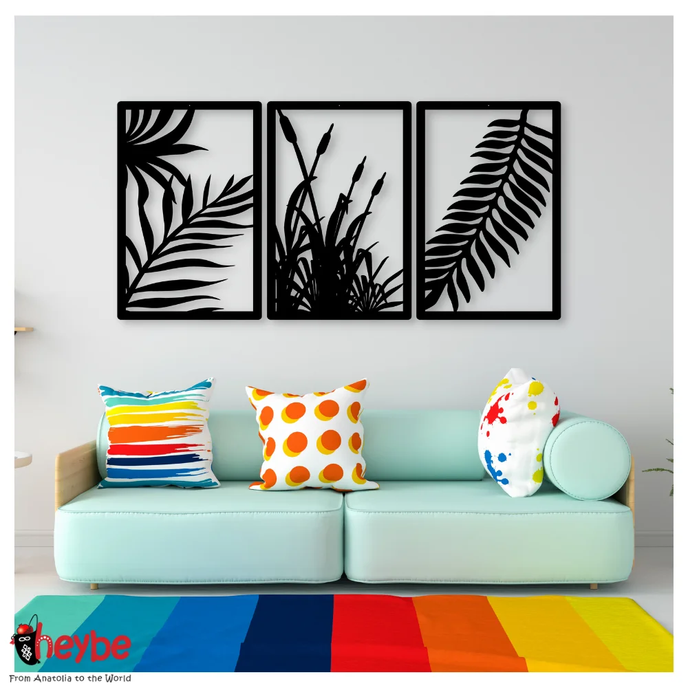 Деревянный Овальный Край Тройной Лист Настенное Художественное Оформление