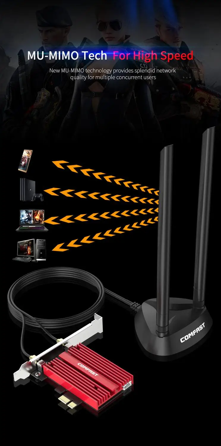 Настольный Wi Fi 6 PCI E Беспроводной Адаптер 2 4 г/5 ГГц 802.11ac/ax Bluetooth 5 1 AX200NGW карты для Intel