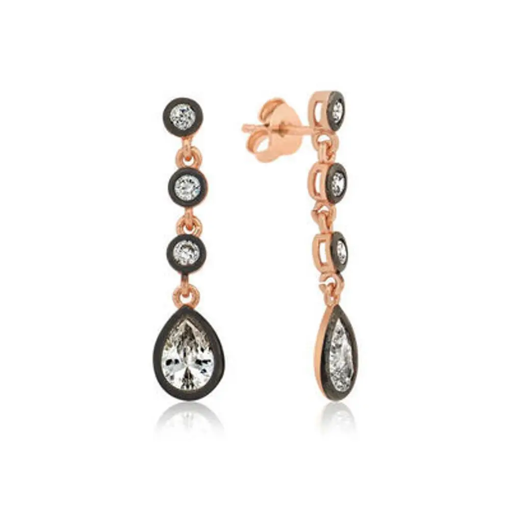 

Vaoov 925 Sterling Silver Diamond Mounted Stone Earring - Made in Turkey