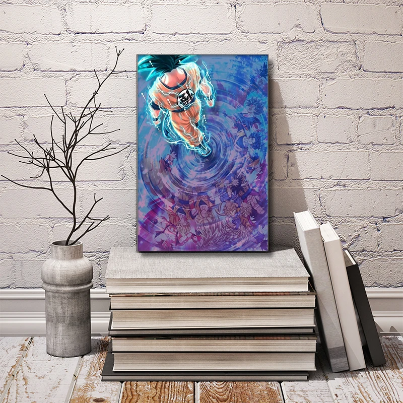 Гоку из дракона жемчуга Картина на холсте с эффектом волны рисунок стене аниме