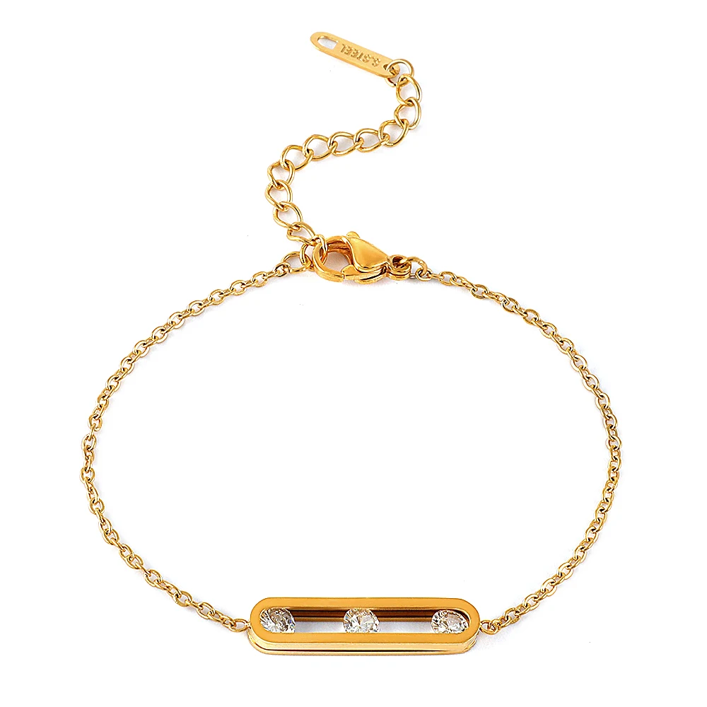 

Luxury Sliding CZ Crystal Chain Bracelets Necklace for Woman Stainless Steel Bracelet Female Wedding Party Jewellery Gift