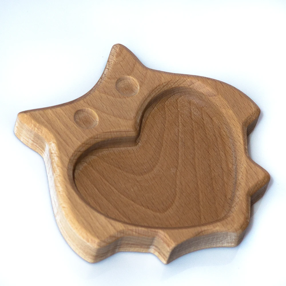 Детская тарелка для кормления малыша деревянная Сова. Посуда детей из дерева. Wooden
