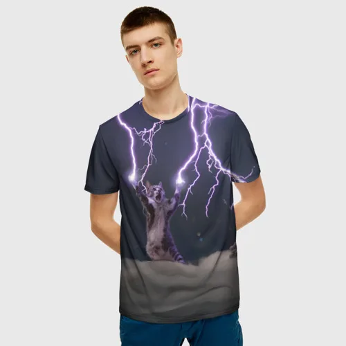 Мужская футболка 3D Грозовой кошак всемайки.ру | одежда