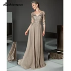 Элегантное платье для матери невесты, ТРАПЕЦИЕВИДНОЕ свадебное платье с длинным рукавом, V-образным вырезом и аппликацией, есть большие размеры, индивидуальный пошив