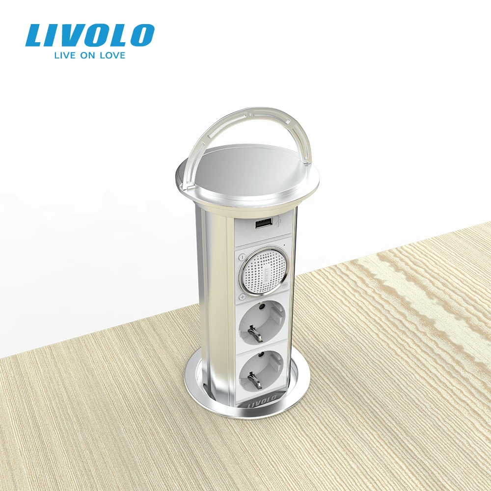 Выдвижная розетка LIVOLO USB-порт водонепроницаемость IP44 ручная вытяжная скрытая для