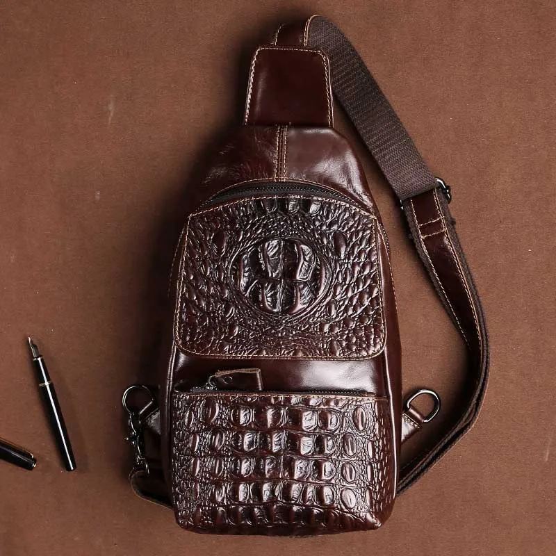 

New Brand Men's Chest Bag Genuine Leather Men Bag Casual Small Brand Men's Bags in Brown Color Waist Packs for New Stylish males