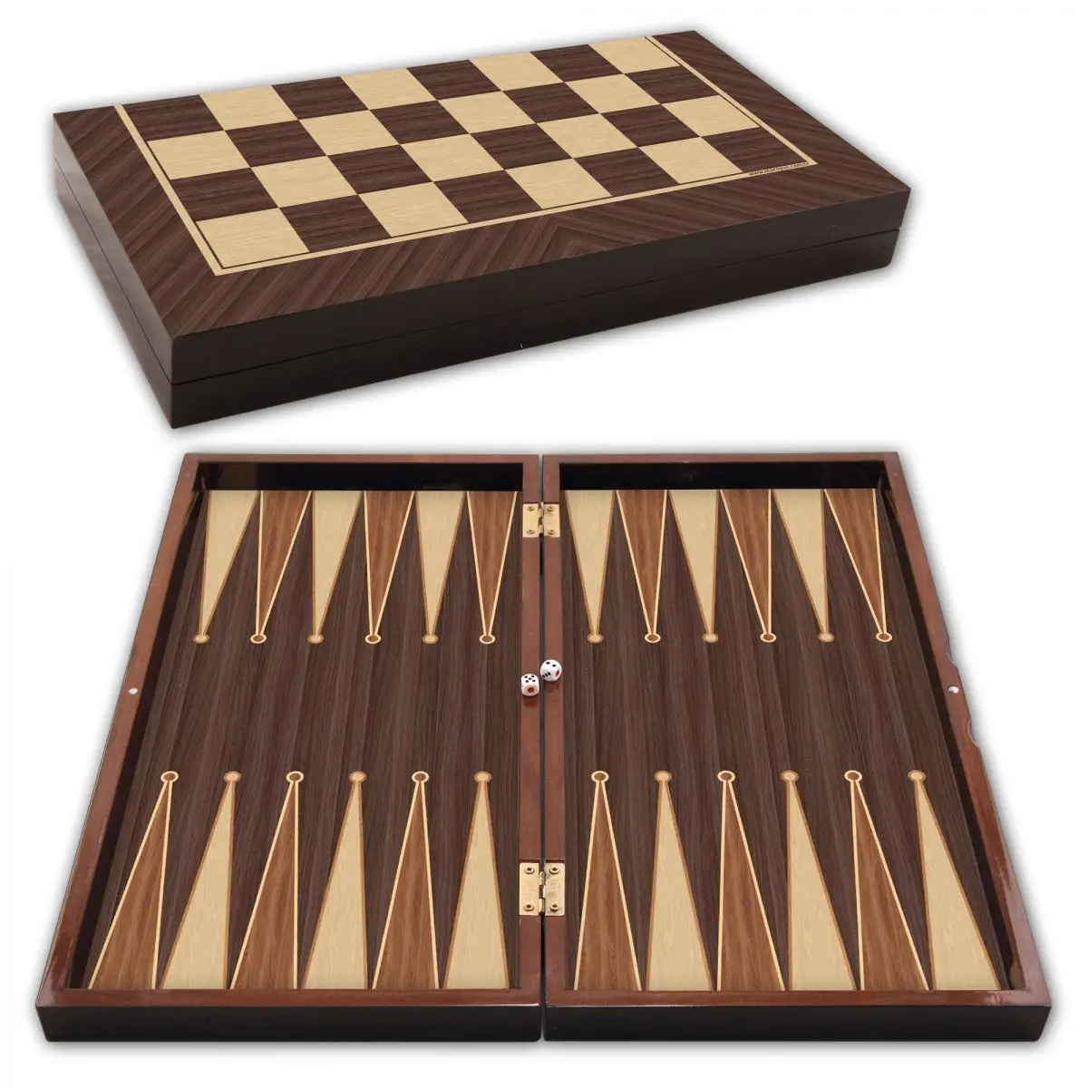 Backgammon Set Luxury Checkers Chess Board Big Size 48x24 Cm Chips Dice Wood Wanut Pearl Polyester Coating Traditiona game | Спорт и