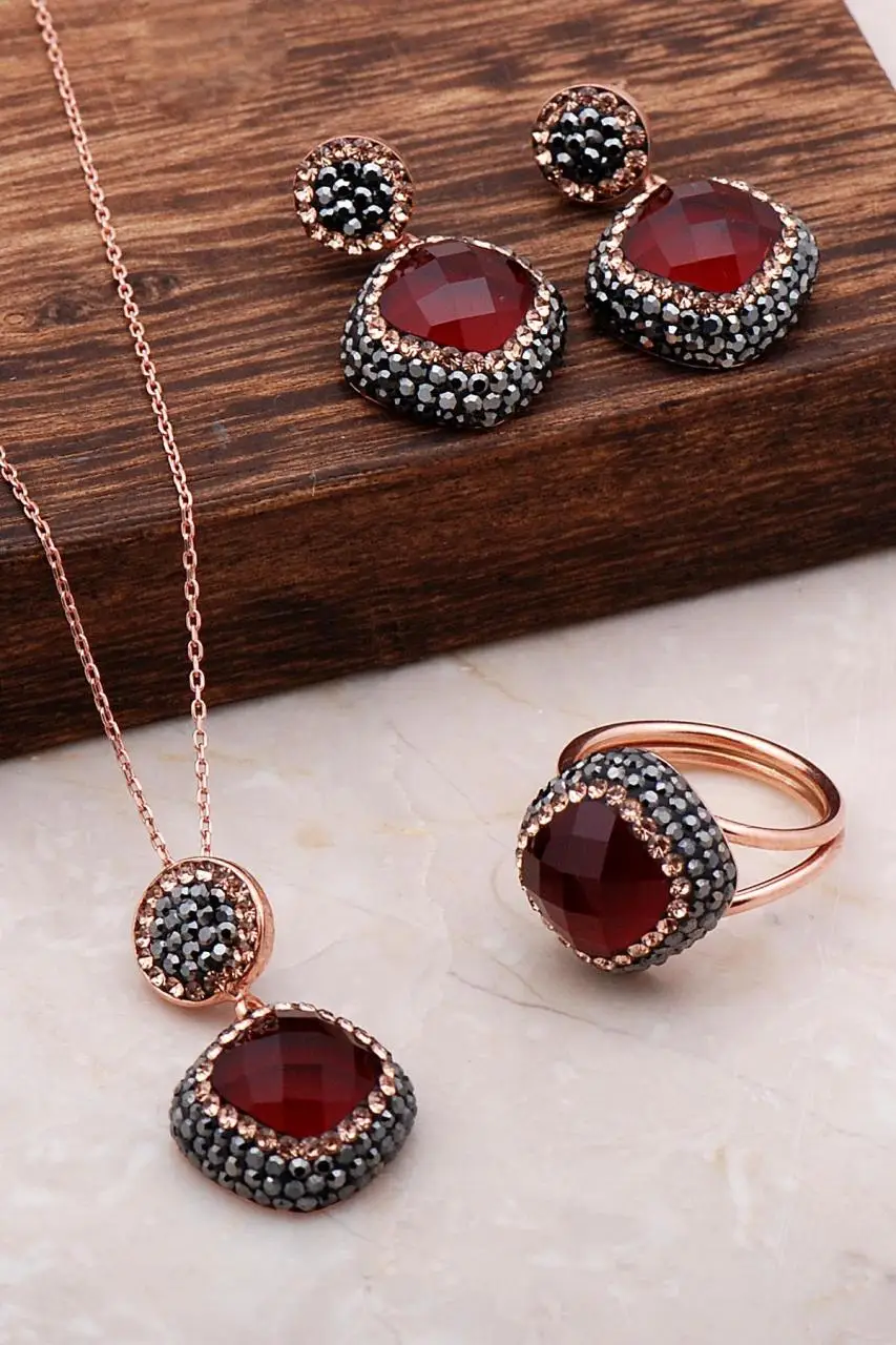 

Lal Stone Rose Silver Set 2065 ручная работа набор серебряных украшений
