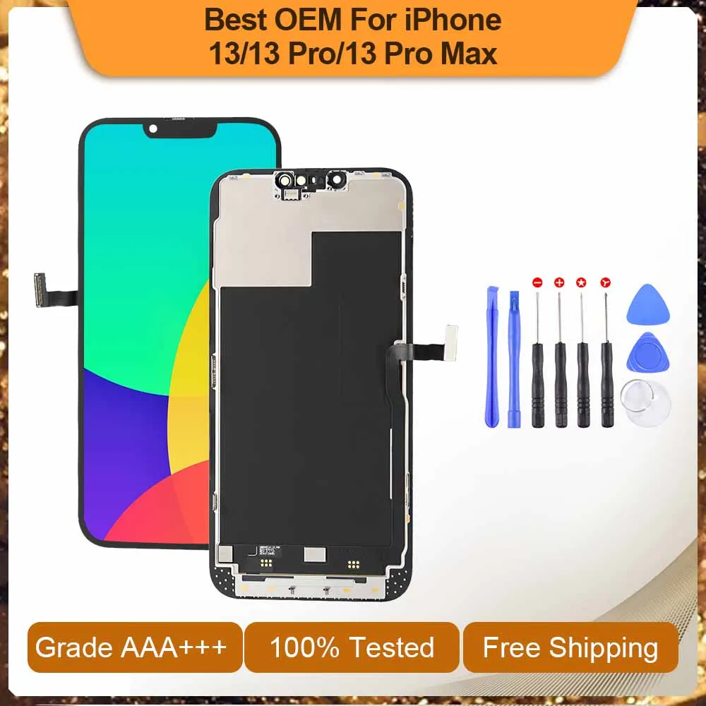 Pantalla AMOLED para m&oacute;vil, montaje de digitalizador con Pantalla t&aacute;ctil 3D, sin p&iacute;xeles muertos, para Iphone 13, 13 Pro, Max, 100% probado-0