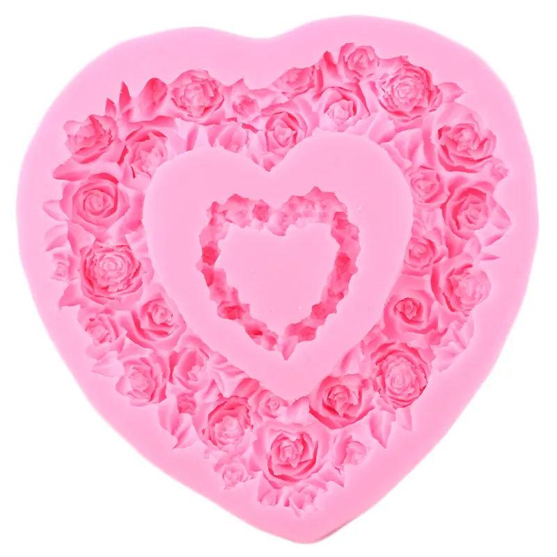 Big Heart Shaped Rose Wreath Silicone Mold DIY Wedding Fondant Molds Cake Decorating Tools Candy Chocolate Gumpaste Resin Moulds |