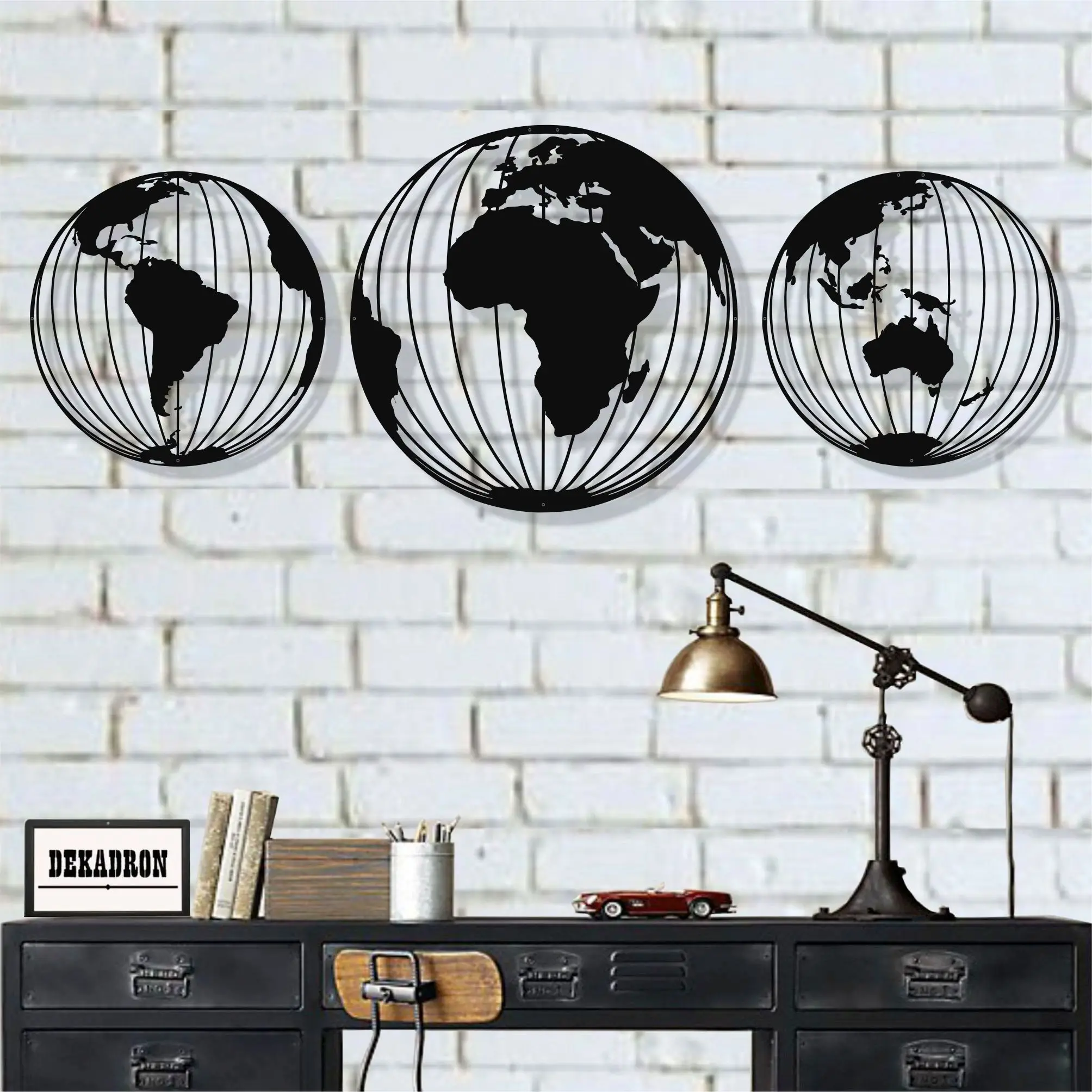 Три металлические карты мира глобусы, круглые металлические карты мира настенные искусства, металлические настенные украшения, металлические настенные искусства, украшения для дома и офиса