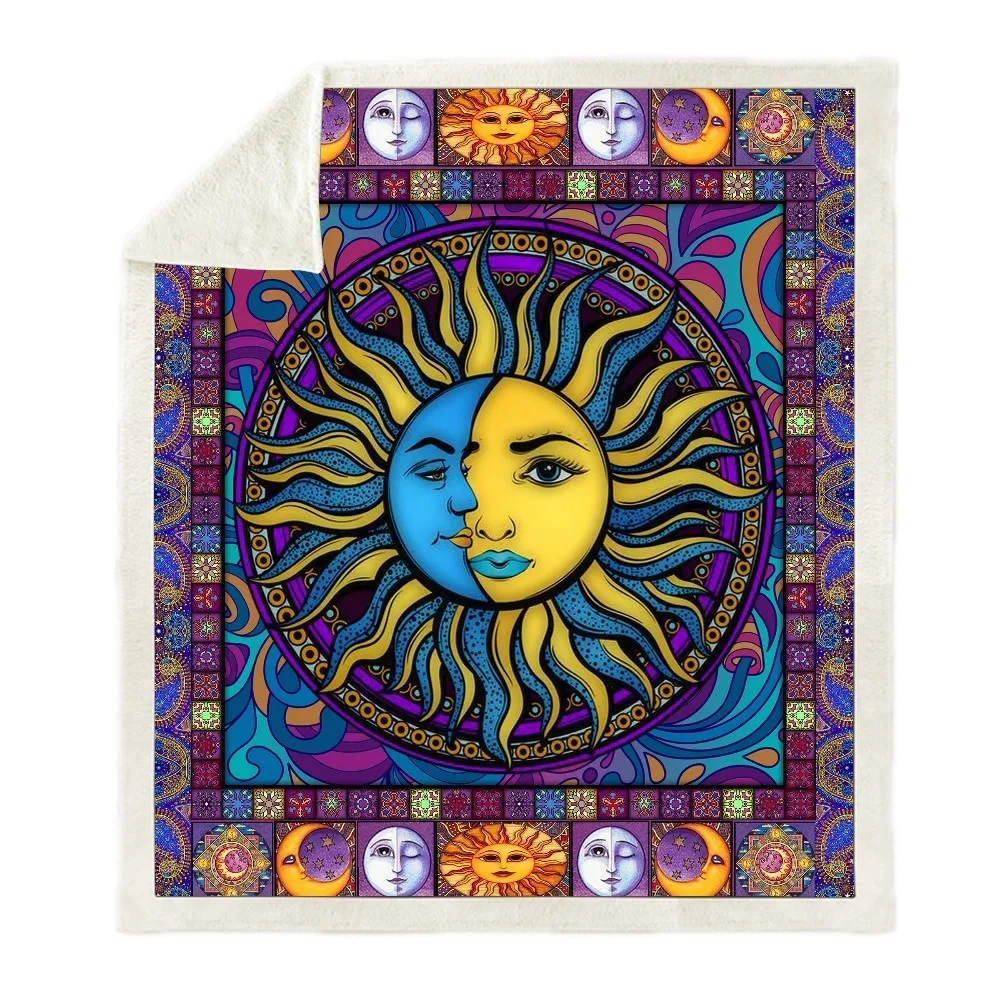 Плюшевое покрывало с принтом мандалы для кемпинга шерпа флисовое домашнее