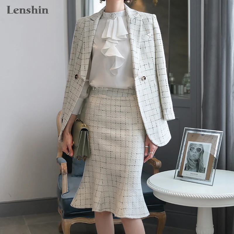 Женский офисный костюм Lenshin комплект из 2 предметов грубая формальная юбка фасона