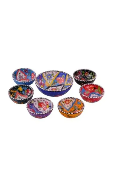 

Tile Ceramic Handmade Breakfast Snack Bowl Set (8cm - 7 Pieces)