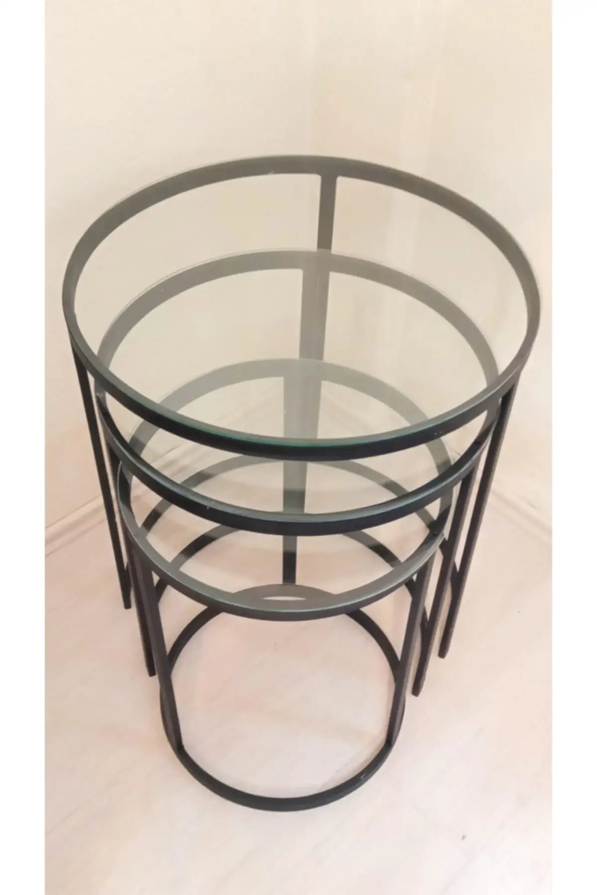 

Arhome Nesting Table Set Set of 3 Black - Clear Glass