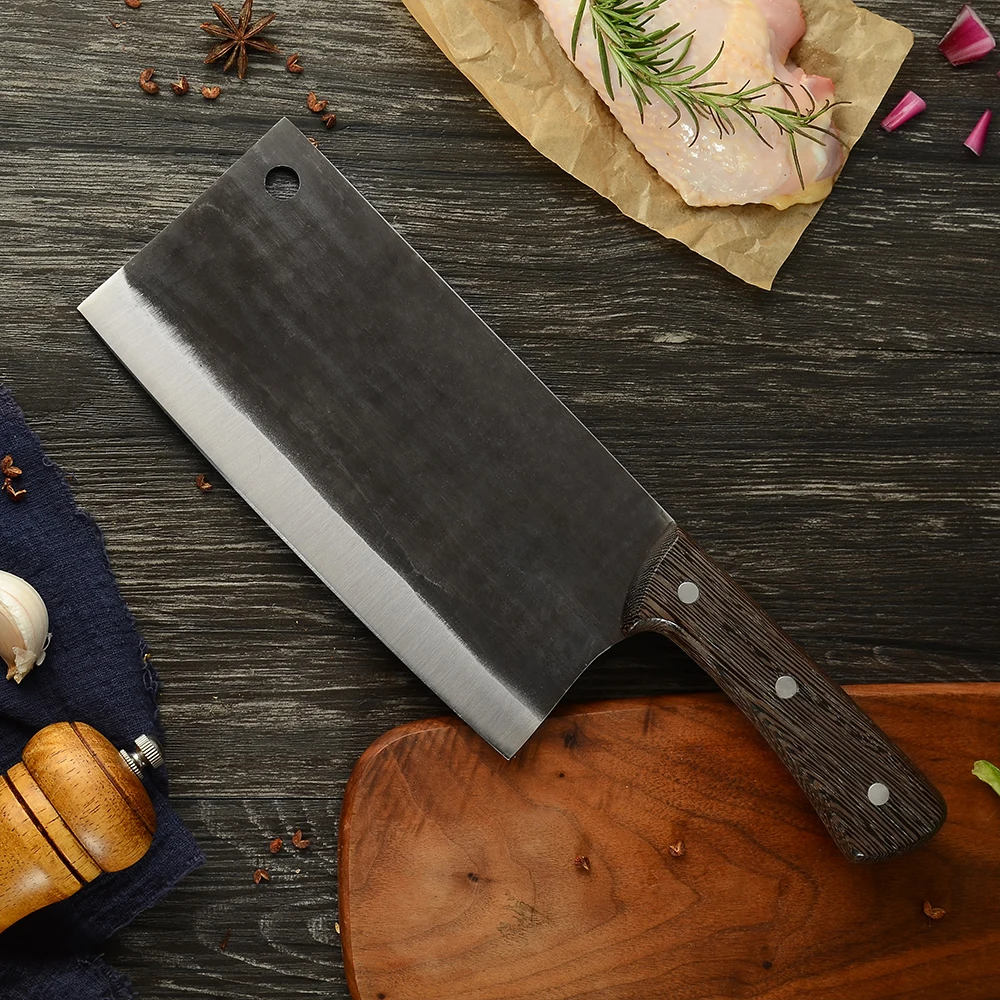 

Damask Stainless Steel 8 Inch Forged Chopping Knife High Carbon Steel Wood Handle Chopping Knife Vegetable Meat Slicing Tool