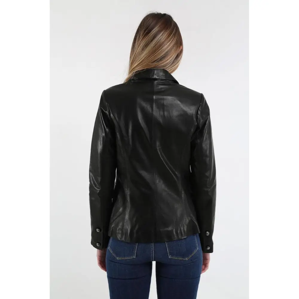 Genuine Leather Women's Black Coat Leather Jacket Luxury Genuine Lambskin Back Jacket Coat Female Jacket Casual woman