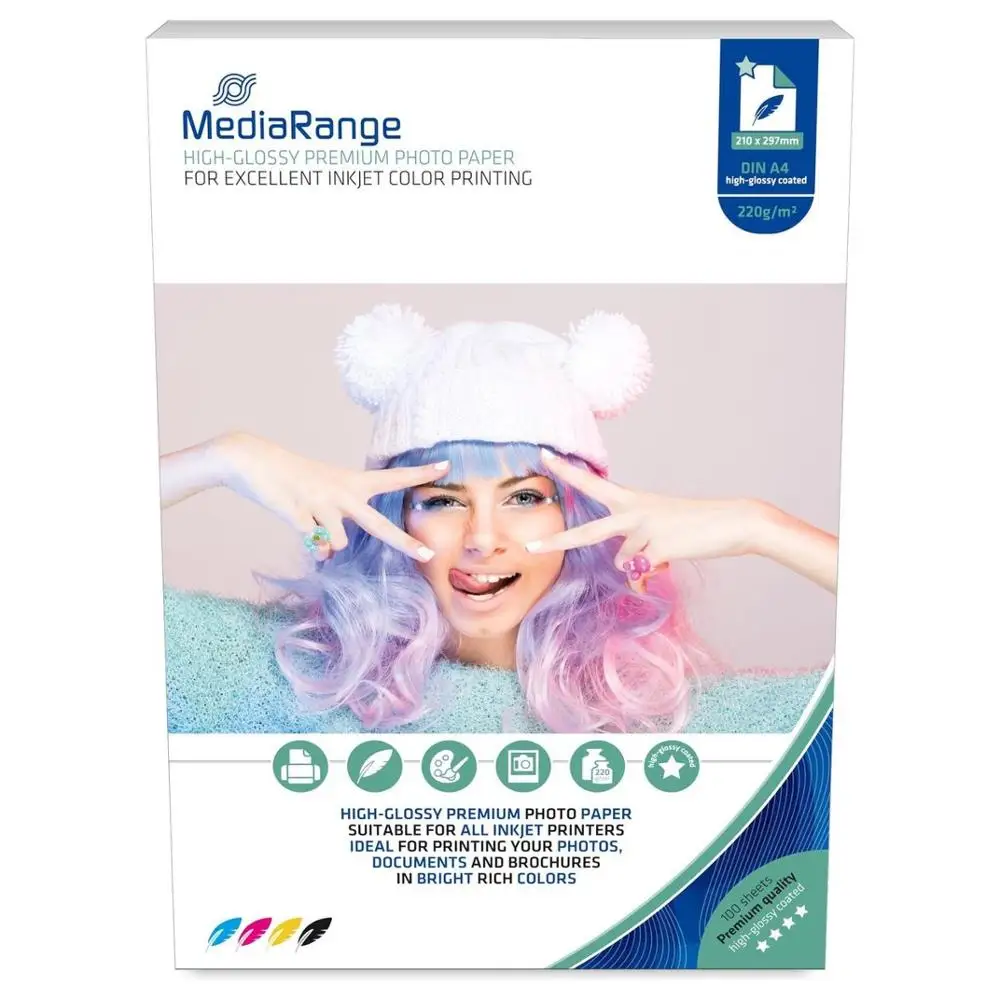 Фотобумага | A4 Глянцевая 220 г 100 листов MediaRange|
