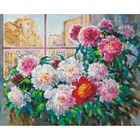 Свежесть утренних пионов  Алмазная мозаика на подрамнике 40*50. Белоснежка. 937-KT-S