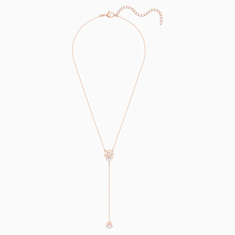 

Fashion Jewelry Swa New Precisely Y-shaped Necklace Rose Gold Charming Spider Web Icy Shape Female Trend Romantic Jewelry Gift