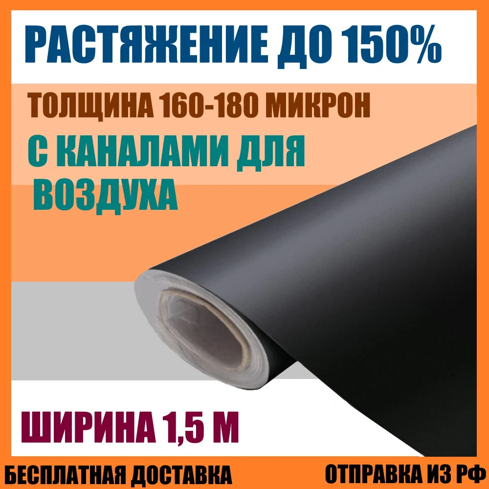 Матовая виниловая пленка для авто самоклеющаяся черная классическая наклейка