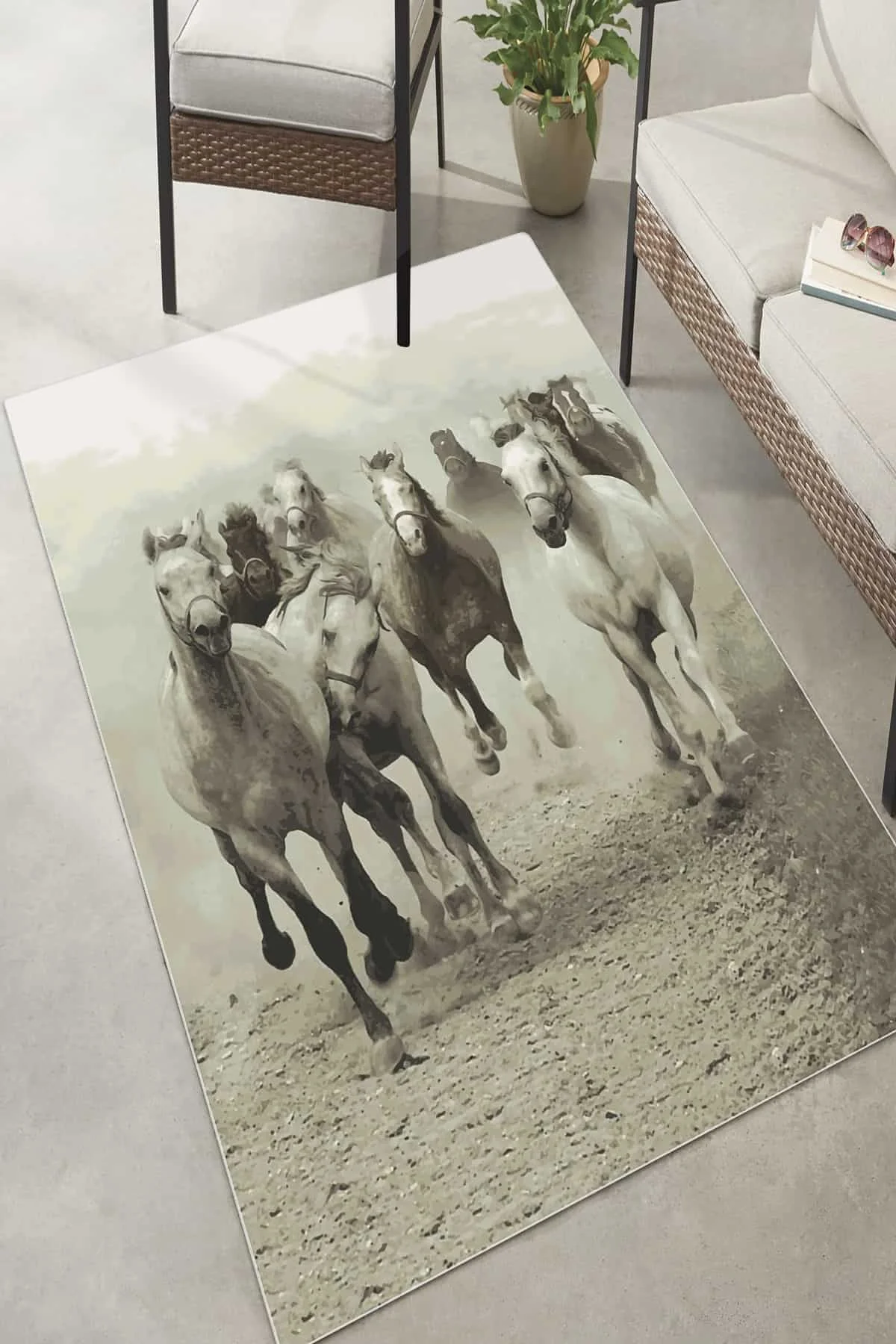

Rug Carpet Living Room Turkish Workmanship Wild Horses Artistic Micropolyester Home Textiles Non-Slip Sole Area Carpet