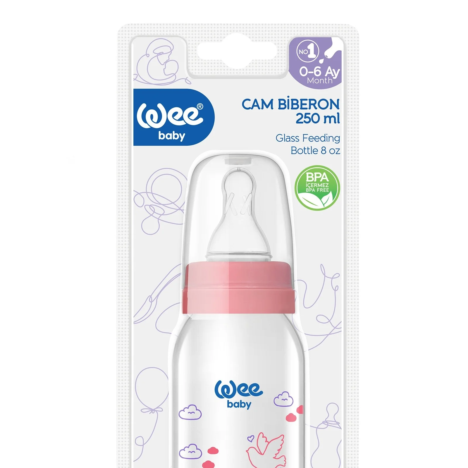 Ebebek Wee Baby стеклянная бутылка 250 мл |