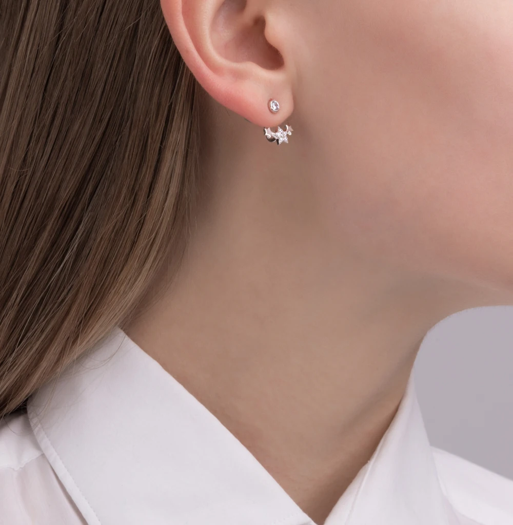 Серебряные серьги с фианитами SUNLIGHT проба 925|Серьги-гвоздики| |