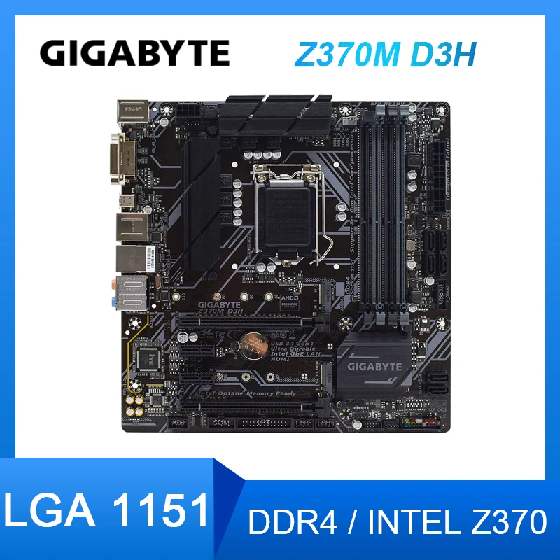 

Для Gigabyte GA Z370M D3H Z370 материнская плата 1151 DDR4 64 Гб PCI-E 3,0 USB3.0 M.2 Micro ATX для ЦП 8-го поколения Core i3-9300 8100T