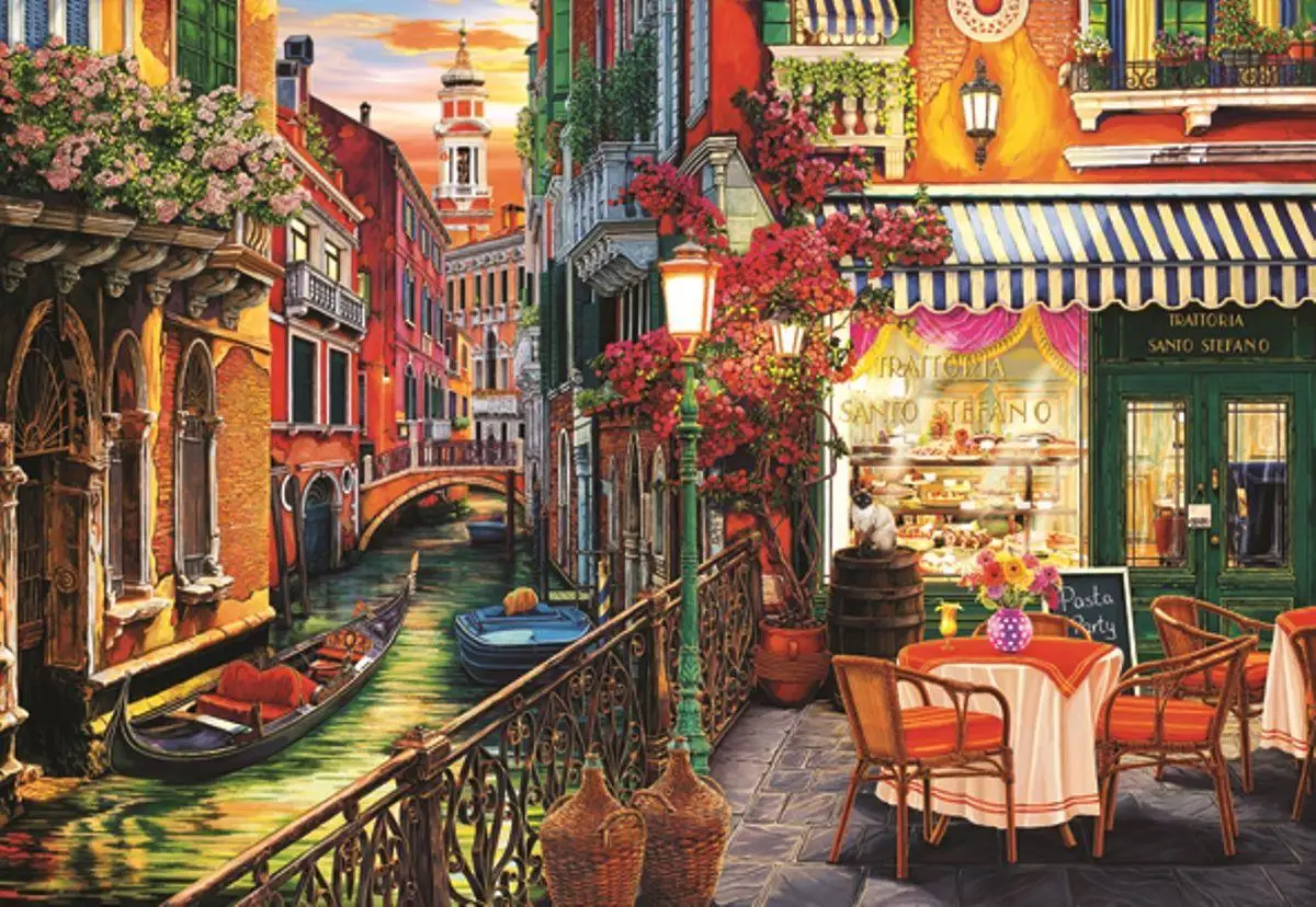 

Anatolian Puzzle Venetian Cafe 2000 Piece Jigsaw Puzzle fun toys for Adults landscape figured gift wall decoration
