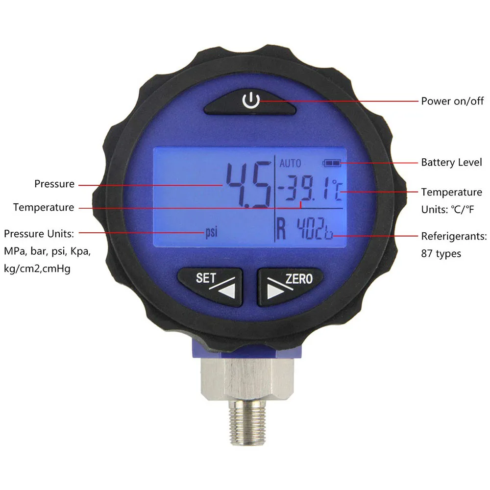 Цифровой манометр Elitech PG-30Pro Blue охлаждение HVAC для 87 + холодильных устройств с
