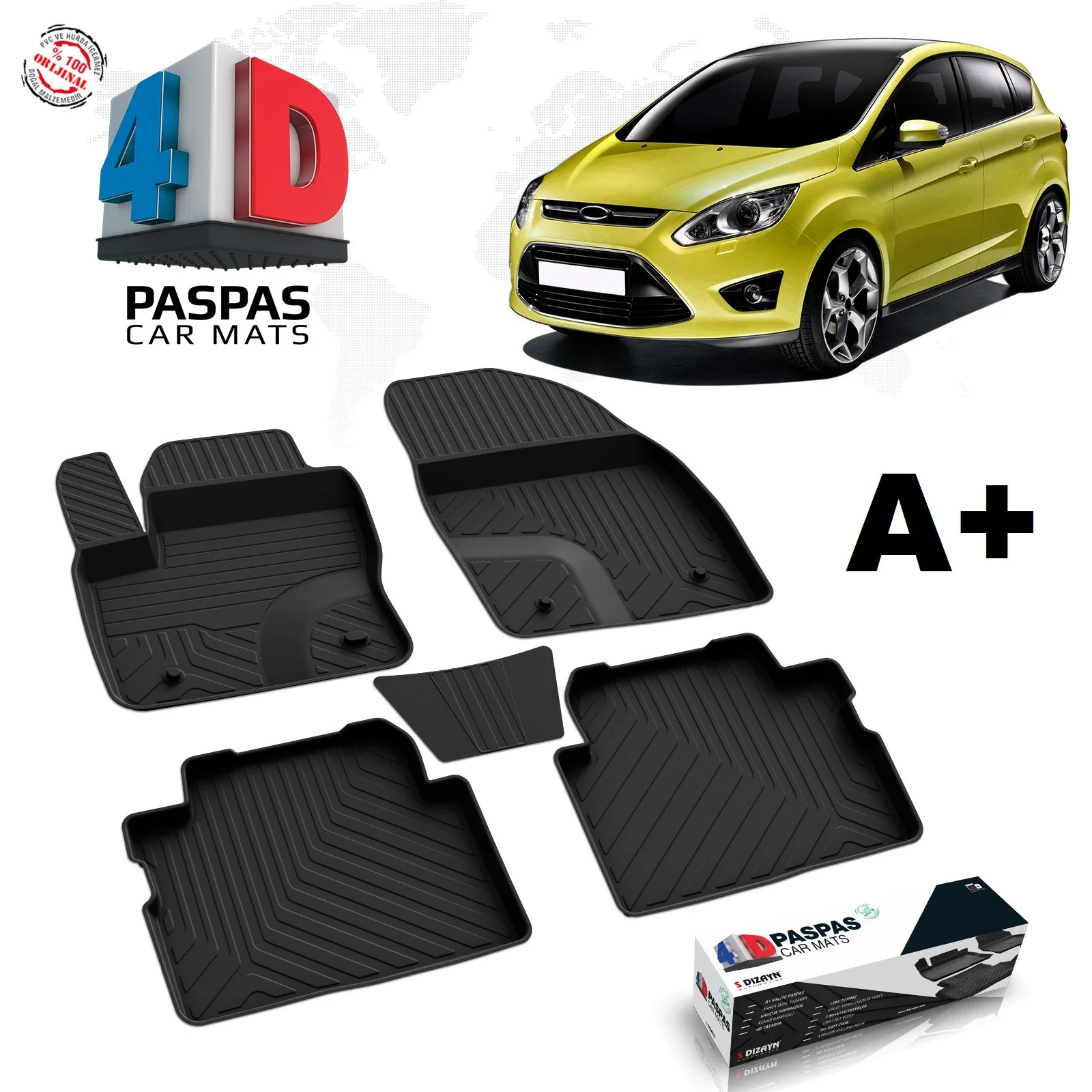 

FOR FORD C-MAX MODEL CAR RUBBER MAT 2011 2012 2013 2014 2015 2016 2017 2018 2019 2020 2021 BRAND LUGGAGE UNDERWEAR BLACK CASUAL