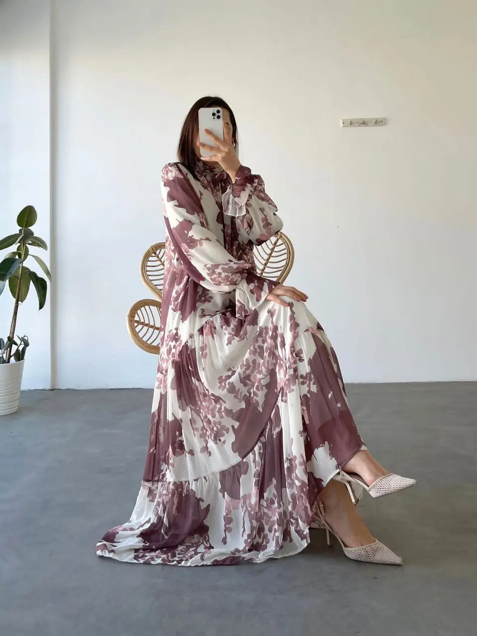 

2022 Long Sleeve Patterned Women's Dress