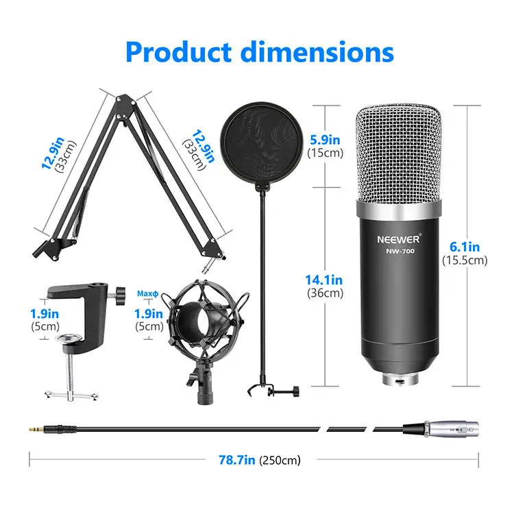 Микрофон Neewer NW-7000 Серебро + пантограф NB-35 40084747 | Электроника