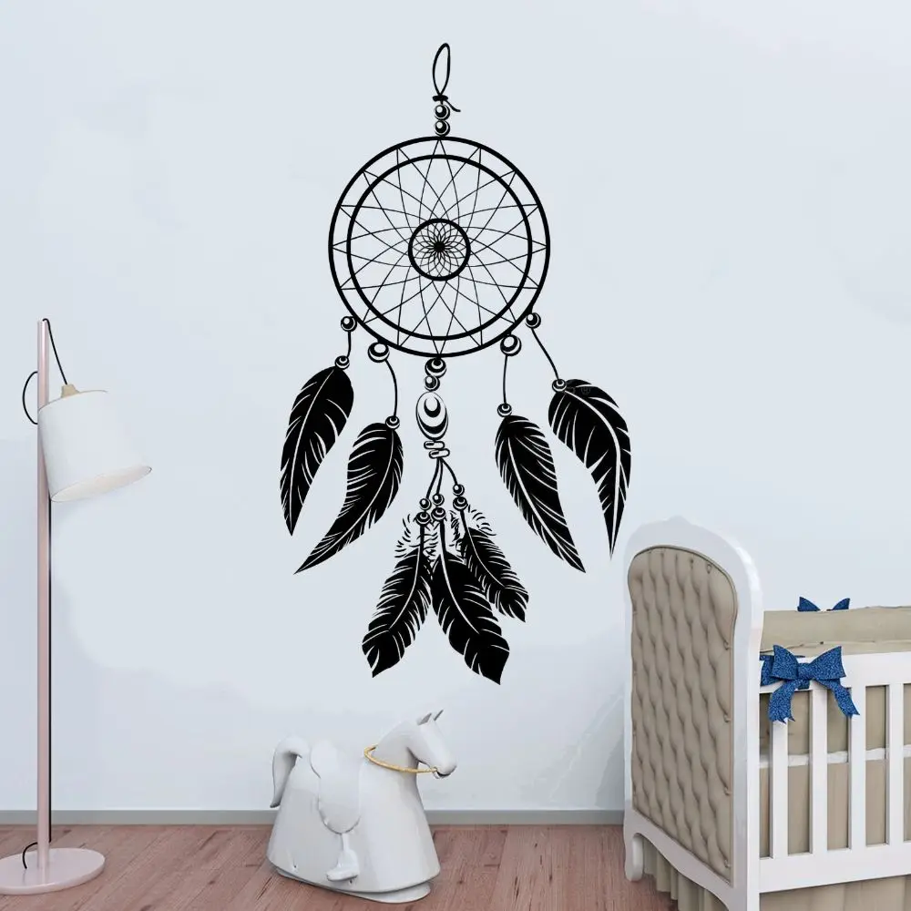 Ловец снов собственный дизайн с перьями Настенная Наклейка Ловец снов наклейка для дома и фотографий съемный A002038