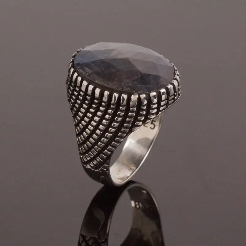 

925 Sterling Sapphire Stone Silver Ring Fashion Turkish Premium Quality Handmade Jawelery