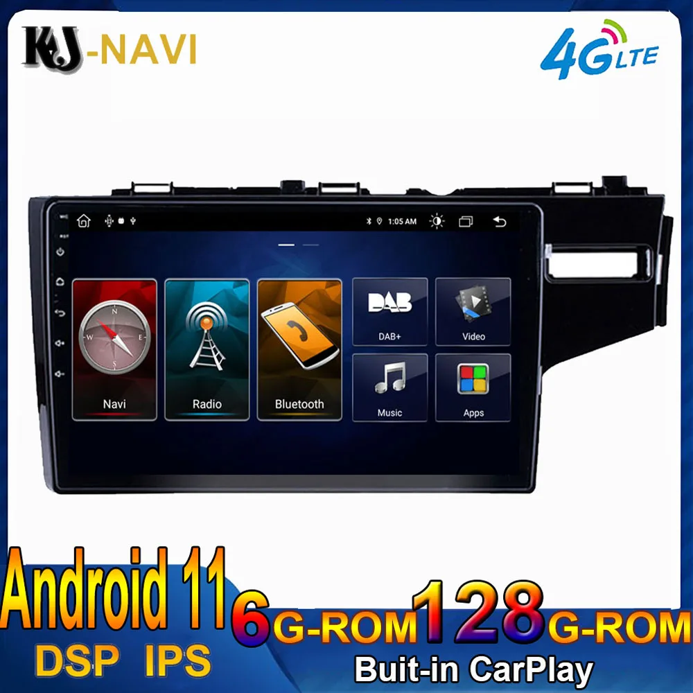 

Автомобильный мультимедийный видеоплеер, 6 + 128 ГБ, Android 11, AI, голосовое управление, 4G DSP, GPS для HONDA FIT JAZZ 2014, 2015, 2 din, 2din
