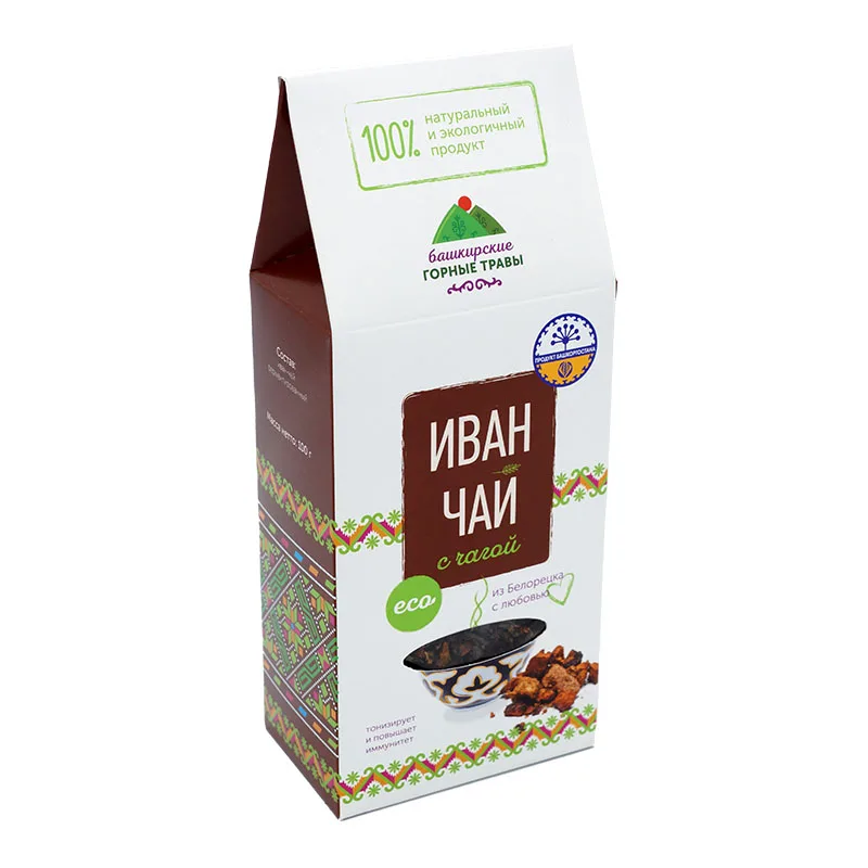 Иван-Чай с Чагой 100 грамм Башкирские горные травы Капорский Чай Натуральный