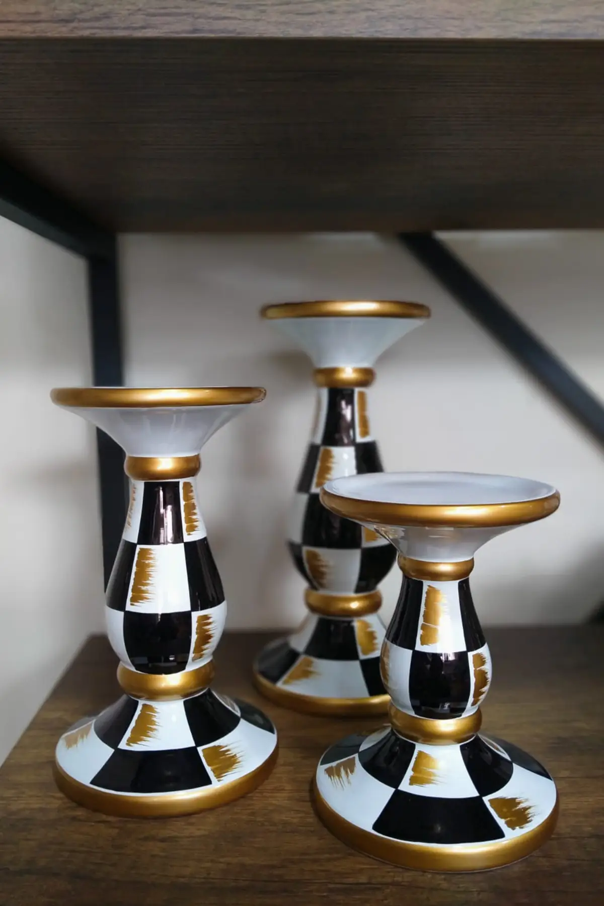 

3 pieces Candle Holder Checkers home decor turkish quality decoration accessories wedding velas holder