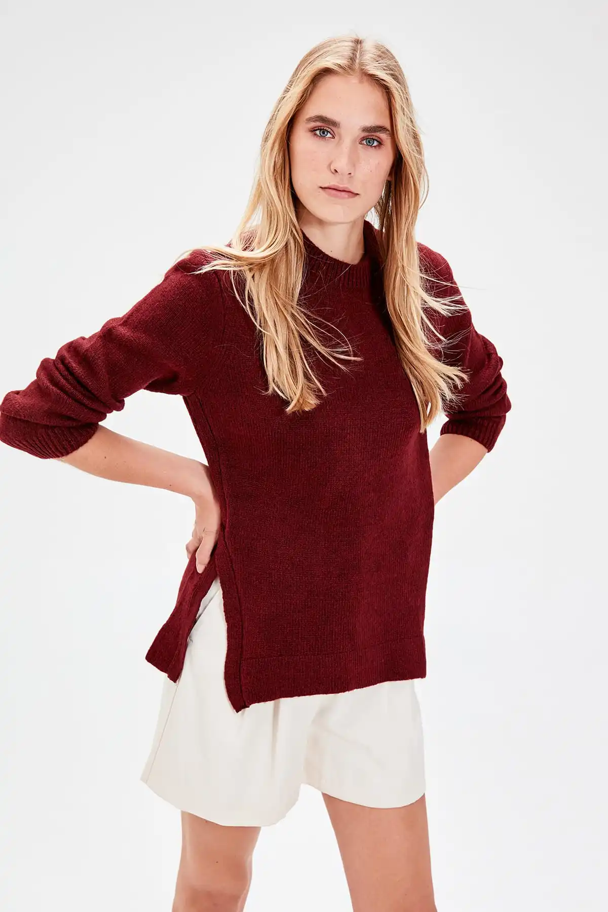 Trendyol Damson прорези трикотажный свитер TWOAW20ZA0037| |