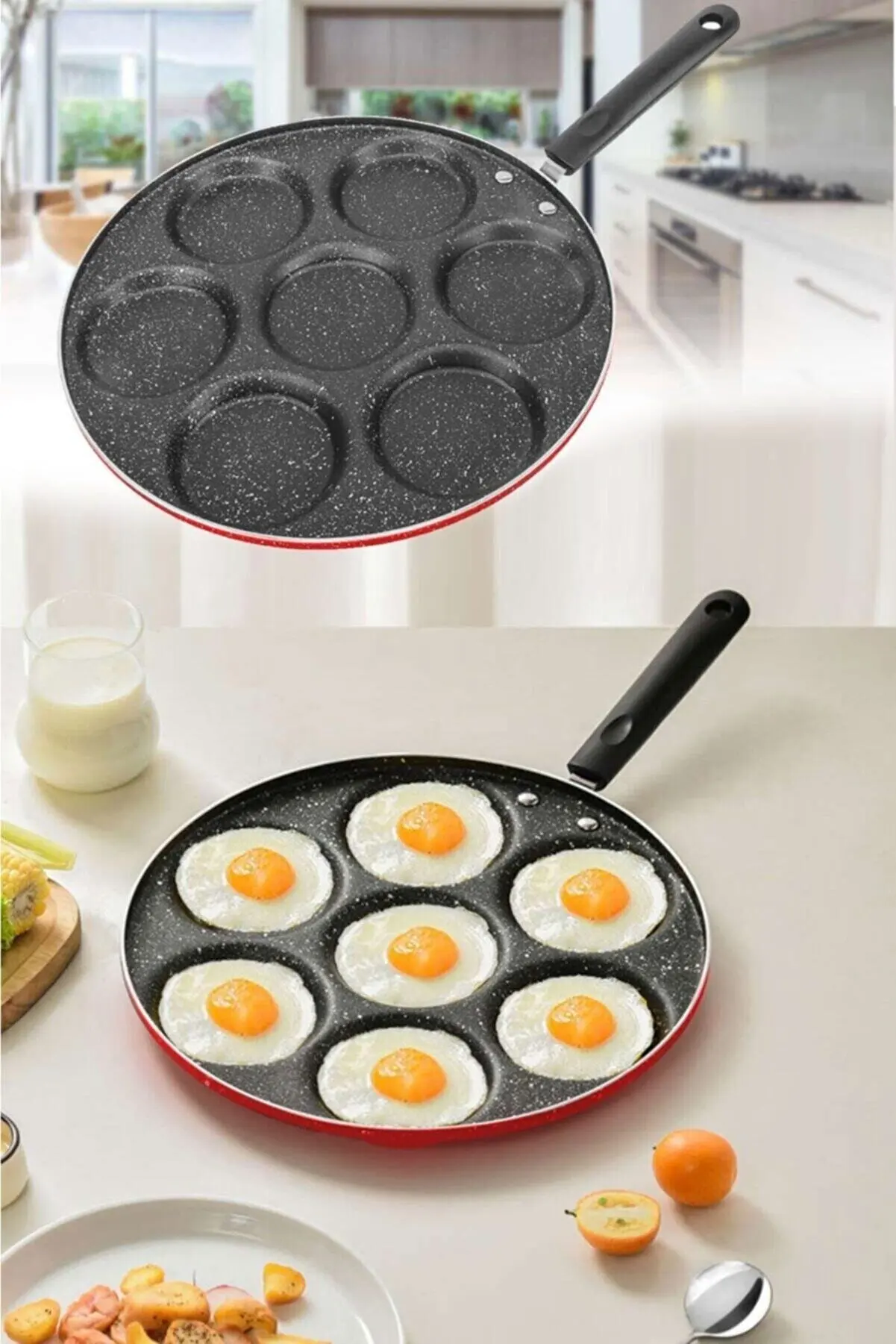 

Granite Pankek Pan 7 Compartment multi-purpose anti-scratch non-stick granite pan Kitchen bar
