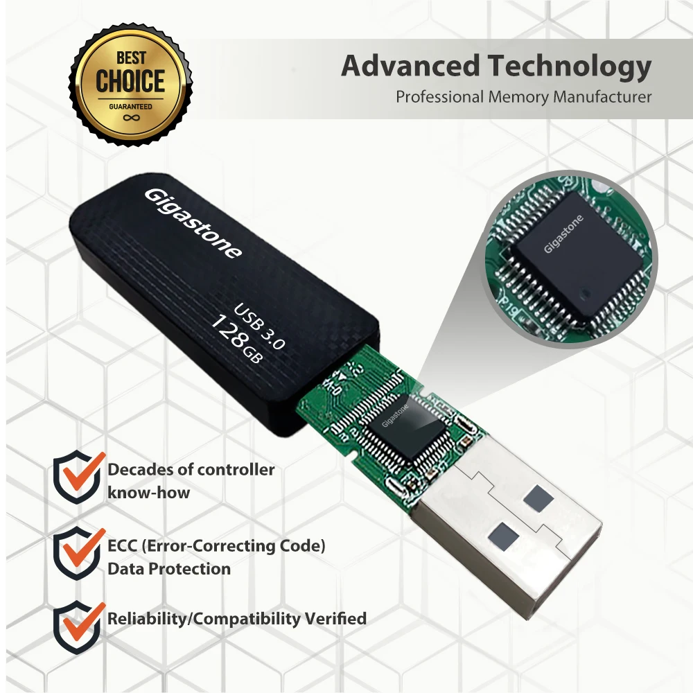 

Gigastone Z30 128GB USB3.0 Flash Drive 2-Pack Capless Retractable Design Pen Drive Carbon Fiber Style Reliable Performance
