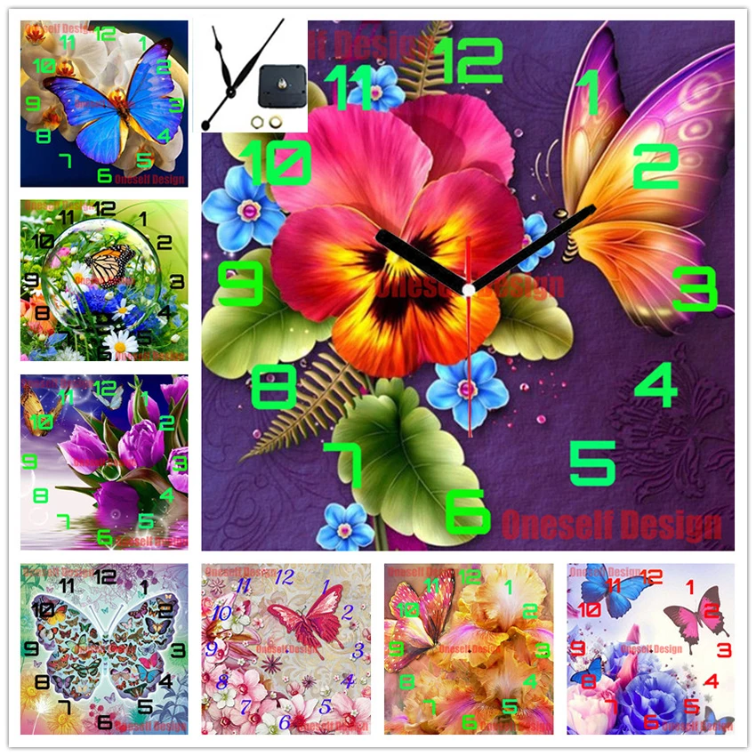 

butterfly diamond painting 5d with clock 5d diamond embroidery full set with clock diamond mosaic sale decor home wall sticker