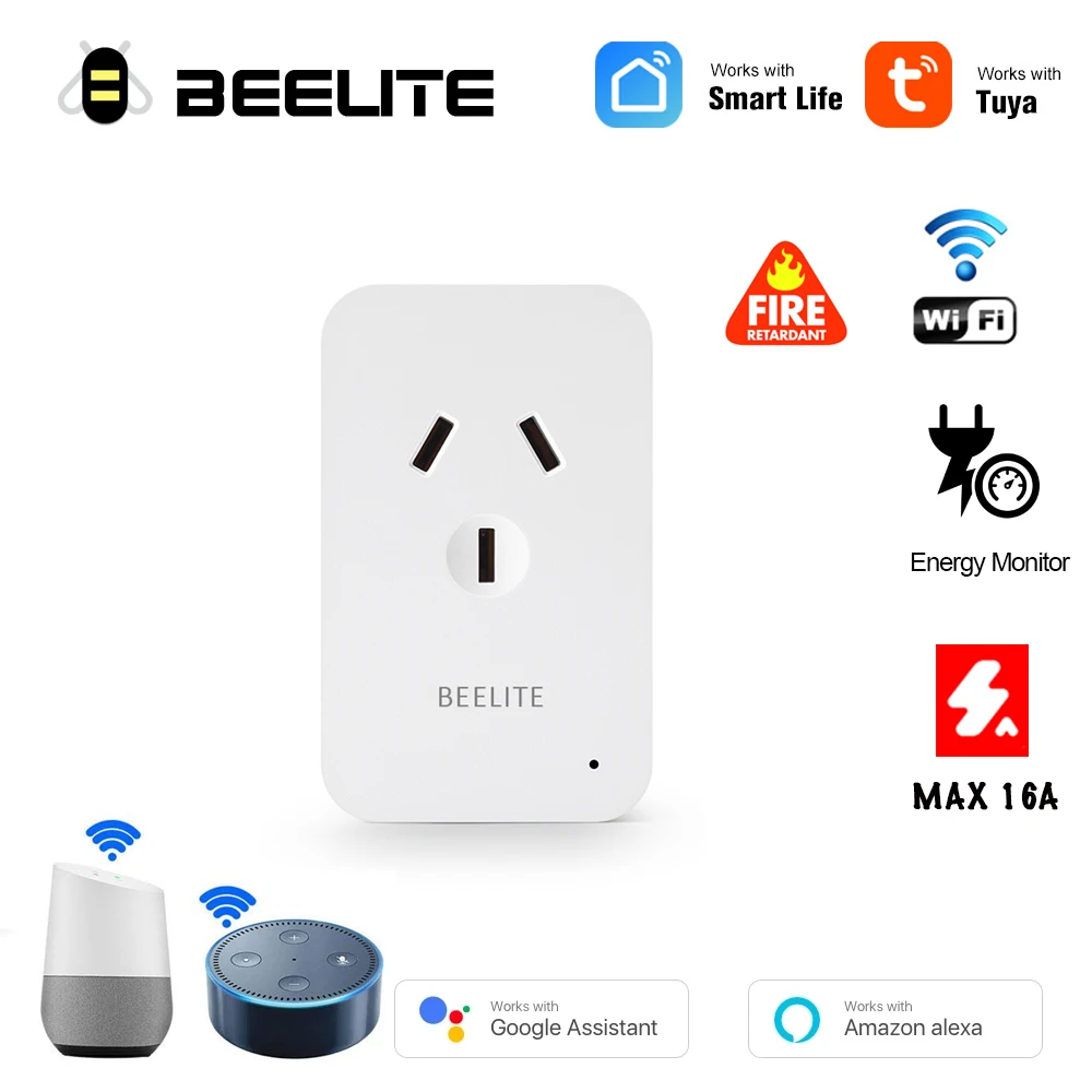 Умная розетка Beelite 16 А с поддержкой Wi-Fi и голосового управления | Электроника