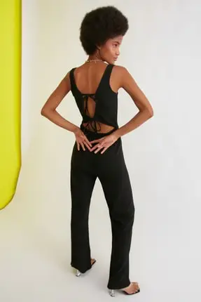 

Black Back Low-Cut Knitted Jumpsuit Women Clothing Women 'S fashion 2021 Spring Summer Collection Free Delivery