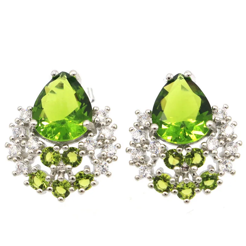 20x17 мм элегантный создан Зеленый Перидот белый циркон для дам одежда на каждый