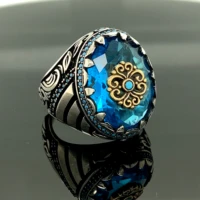925k sterling silver turquoise gemstone ring ottoman style ring turkish handmade ring